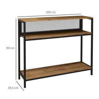 Northio Table Console Avec 2 Étagères, Console D'Entrée Avec Protection Anti-Basculement, Étagère À Chaussures, Métal, Marron, 100X29,5X90 Cm  