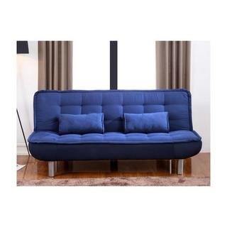 Vente-unique Sparset: Schlafsofa Klappsofa - Blau - MISHAN + Teppich - Grau - BUNNY  