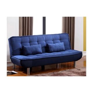 Vente-unique Sparset: Schlafsofa Klappsofa - Blau - MISHAN + Teppich - Grau - BUNNY  