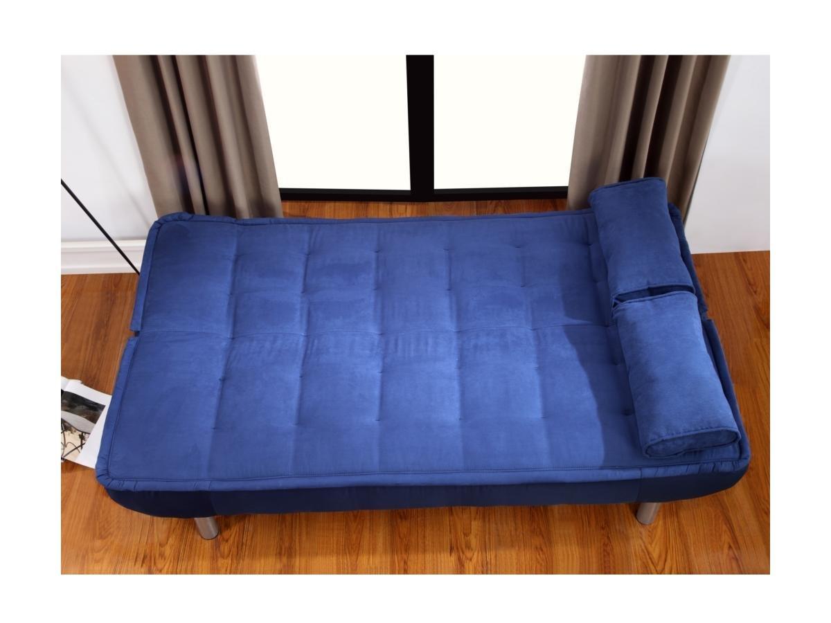 Vente-unique Sparset: Schlafsofa Klappsofa - Blau - MISHAN + Teppich - Grau - BUNNY  