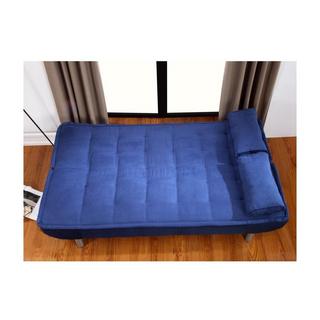 Vente-unique Sparset: Schlafsofa Klappsofa - Blau - MISHAN + Teppich - Grau - BUNNY  