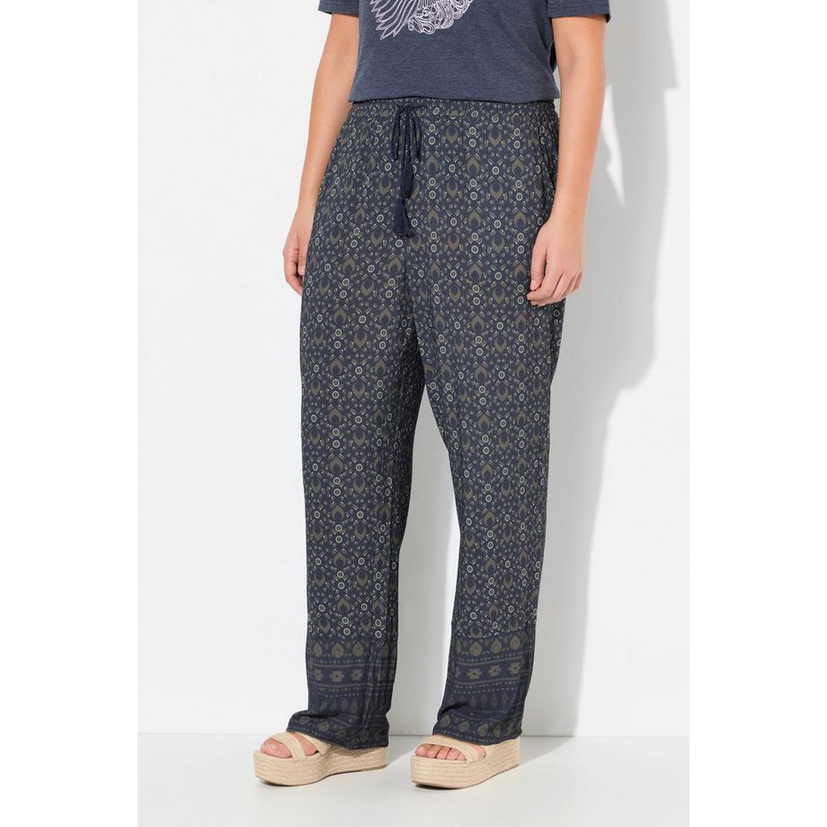 Ulla Popken Pantalon Rose Jambe Large Taille Élastique  