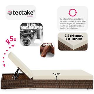 Tectake 2 lettini prendisole  in rattan con telaio in alluminio, tavolo e telo protettivo  