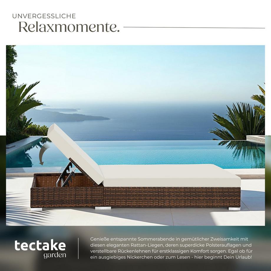 Tectake Lot de 2 bains de soleil design luxueux  avec cadre en aluminium  