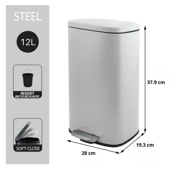 spirella Treteimer Stahl AKIRA 12L Mattweiß  