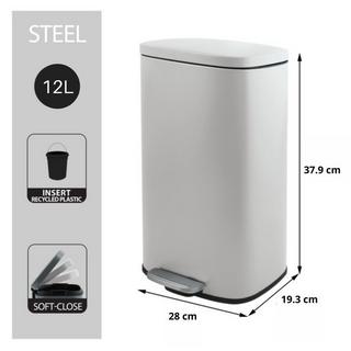 spirella Treteimer Stahl AKIRA 12L Mattweiß  