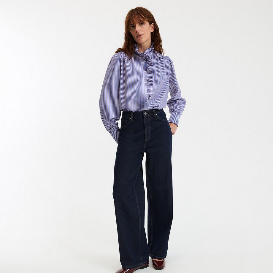 La Redoute Collections Camicetta Boyfriend a righe con collo alto arricciato  