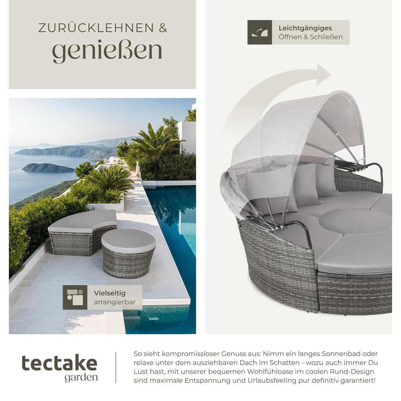 Tectake Bain de soleil rond au design contemporain luxueux SANTORIN robuste  