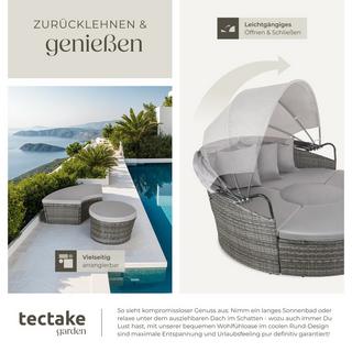 Tectake Bain de soleil rond au design contemporain luxueux SANTORIN robuste  