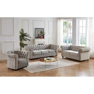 Vente-unique Canapé 3+2+1 places CHESTERFIELD Velours clair  