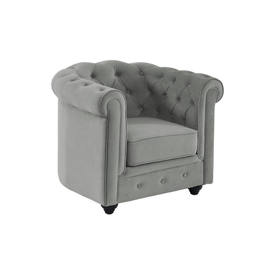 Vente-unique Divano 3+2+1 posti Velluto Grigio CHESTERFIELD  