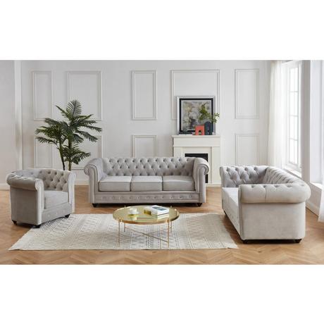 Vente-unique Couchgarnitur 3+2+1 CHESTERFIELD Samt  