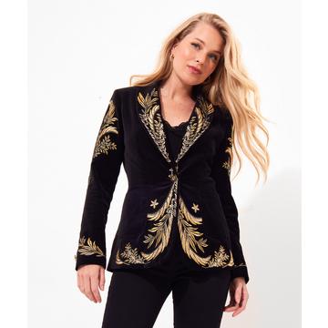 Boutique-Blazer aus besticktem Samt