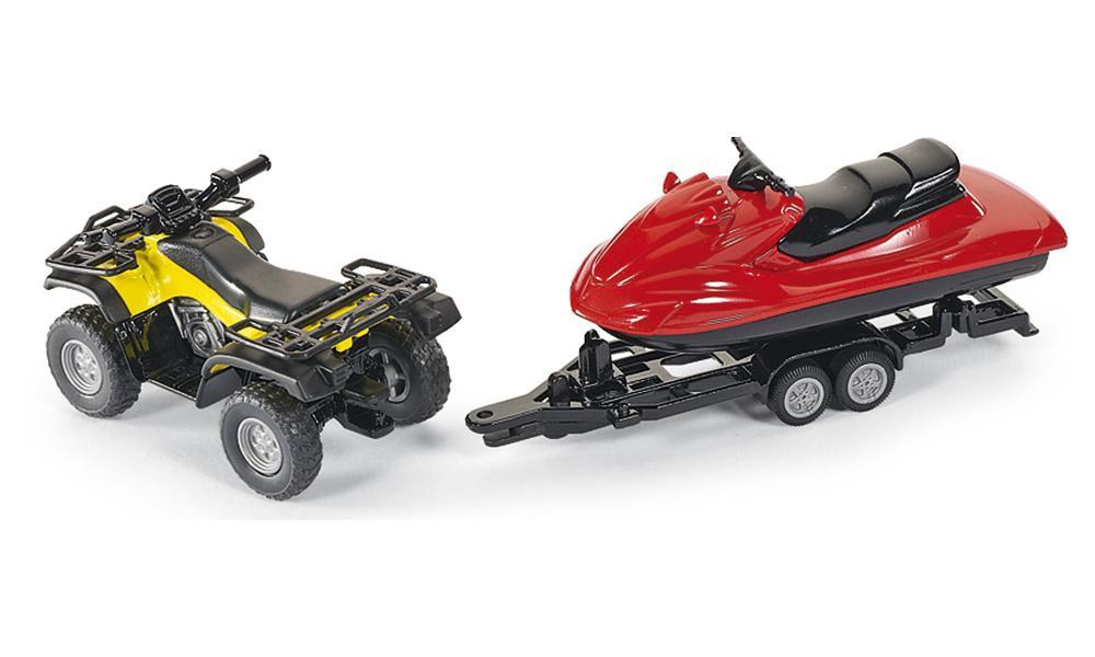 siku  2314, Quad mit Anhänger und Jet-Ski, 1:50, MetallKunststoff, GelbRot, Abnehmbarer Anhänger, Schwimmfähiger Jet-Ski 