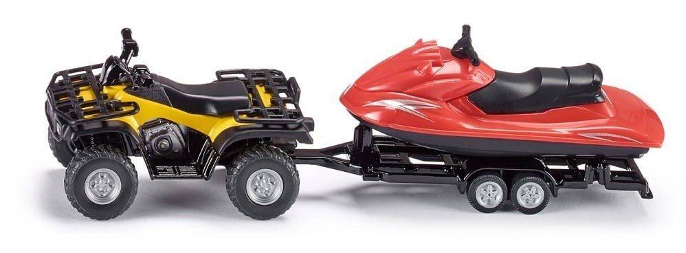 siku  2314, Quad mit Anhänger und Jet-Ski, 1:50, MetallKunststoff, GelbRot, Abnehmbarer Anhänger, Schwimmfähiger Jet-Ski 