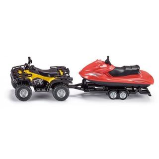 siku  2314, Quad mit Anhänger und Jet-Ski, 1:50, MetallKunststoff, GelbRot, Abnehmbarer Anhänger, Schwimmfähiger Jet-Ski 