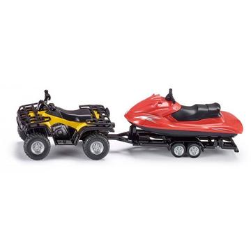 2314, Quad mit Anhänger und Jet-Ski, 1:50, MetallKunststoff, GelbRot, Abnehmbarer Anhänger, Schwimmfähiger Jet-Ski