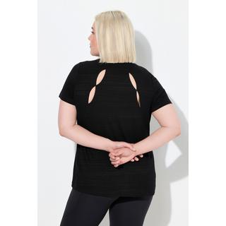 Ulla Popken Maglia funzionale aperture scollo a V mezze maniche riciclata  