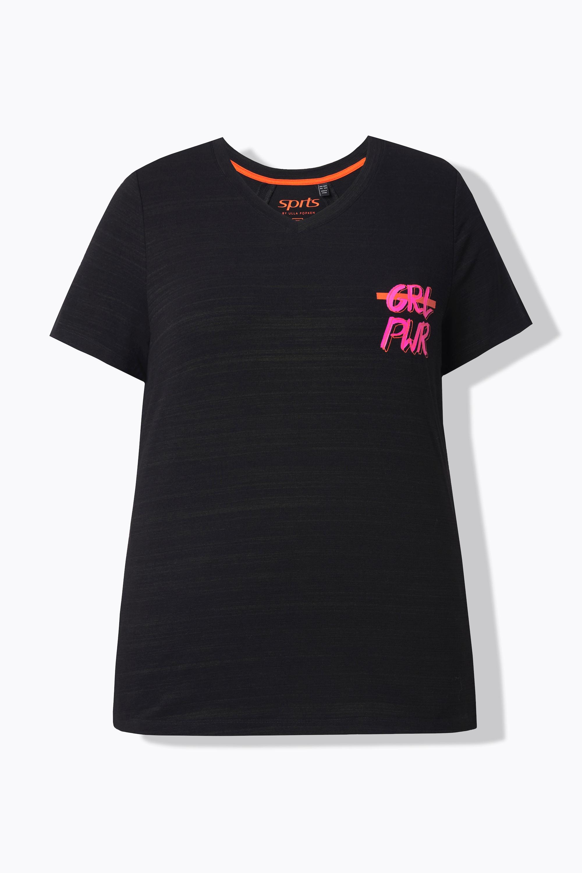 Ulla Popken Maglia funzionale aperture scollo a V mezze maniche riciclata  