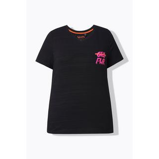 Ulla Popken Maglia funzionale aperture scollo a V mezze maniche riciclata  