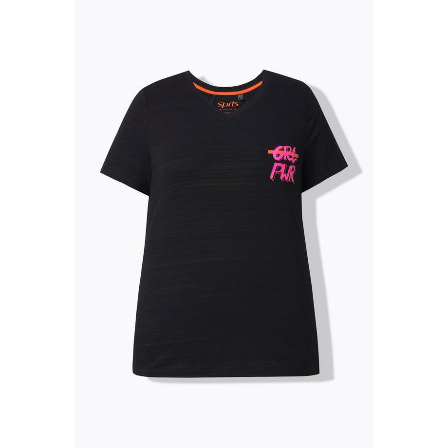 Ulla Popken T-shirt fonctionnel découpes col en V manches courtes recyclé  