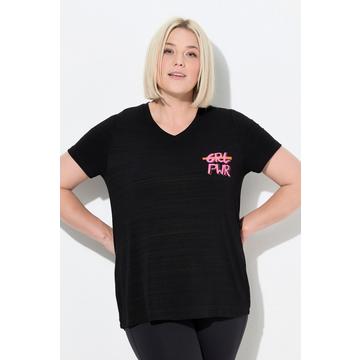 T-shirt technique, manches courtes et décolleté en V, découpes dans le dos, matière recyclée