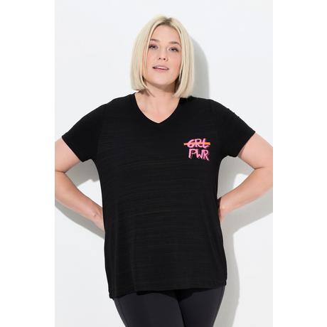 Ulla Popken Maglia funzionale aperture scollo a V mezze maniche riciclata  