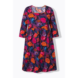 Ulla Popken Robe évasée en jersey encolure carré manches 3/4  