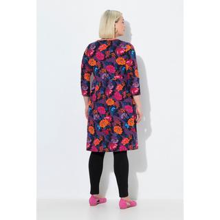 Ulla Popken Robe évasée en jersey encolure carré manches 3/4  