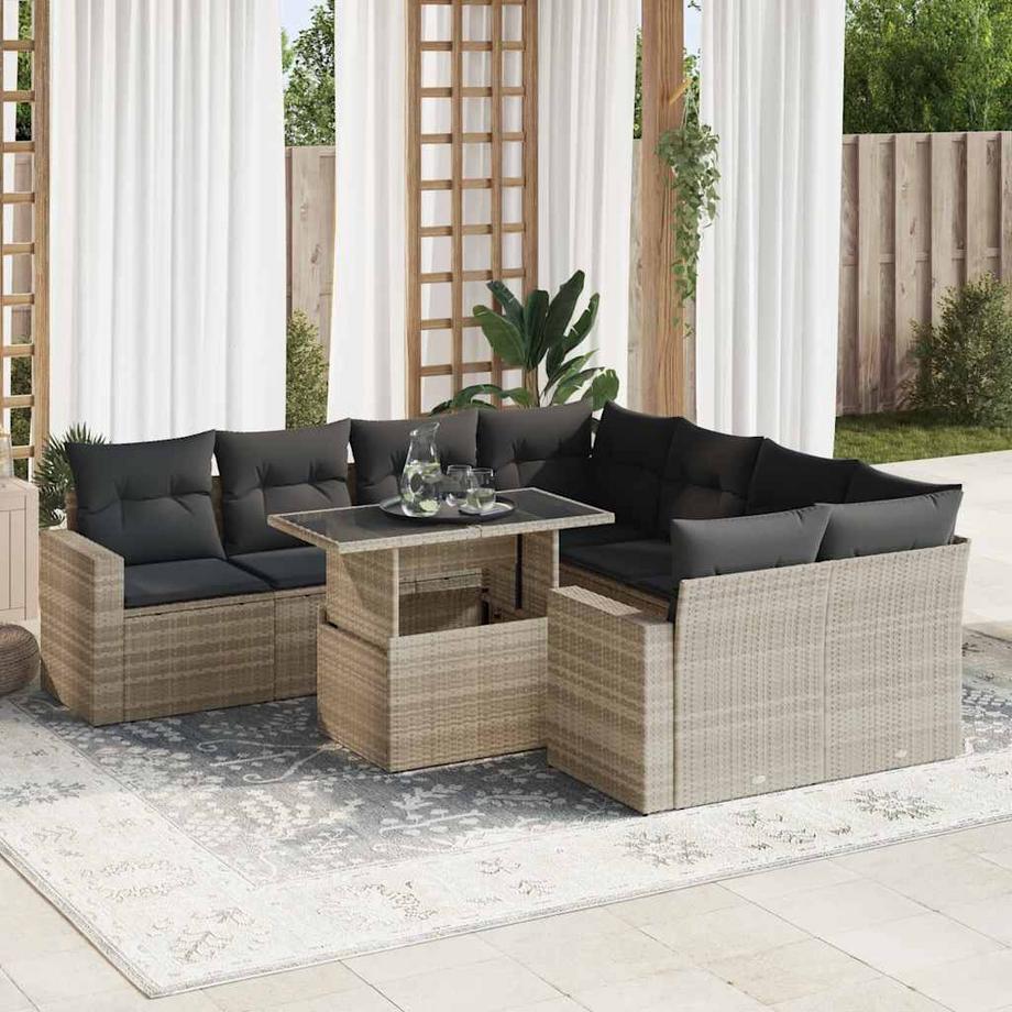 VidaXL Ensemble de canapés de jardin rotin synthétique  