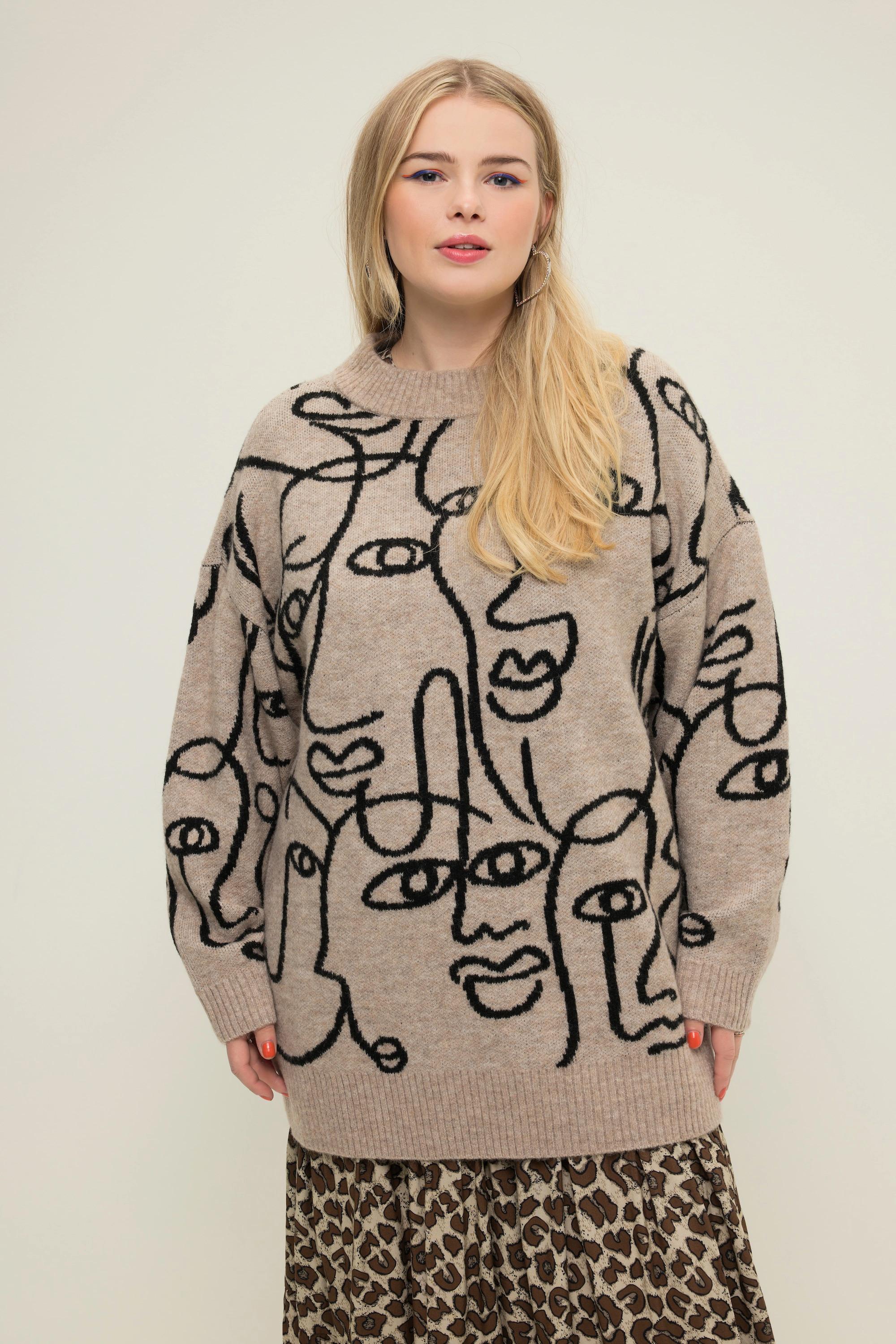 Studio Untold  Pull oversized à col rond et motif profils 