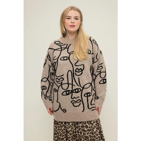 Studio Untold  Pull oversized à col rond et motif profils 