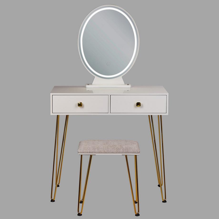 Beliani  Schminktisch mit Spiegel und Hocker aus MDF-Platte  CAEN 