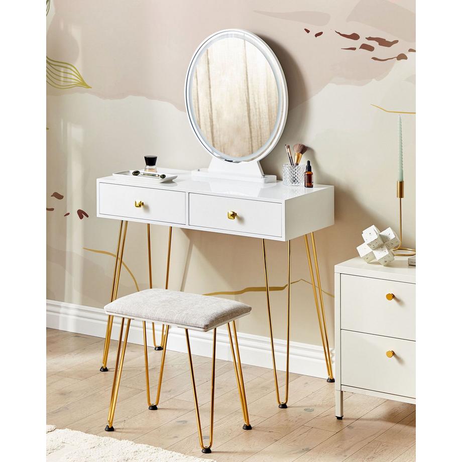 Beliani  Schminktisch mit Spiegel und Hocker aus MDF-Platte  CAEN 
