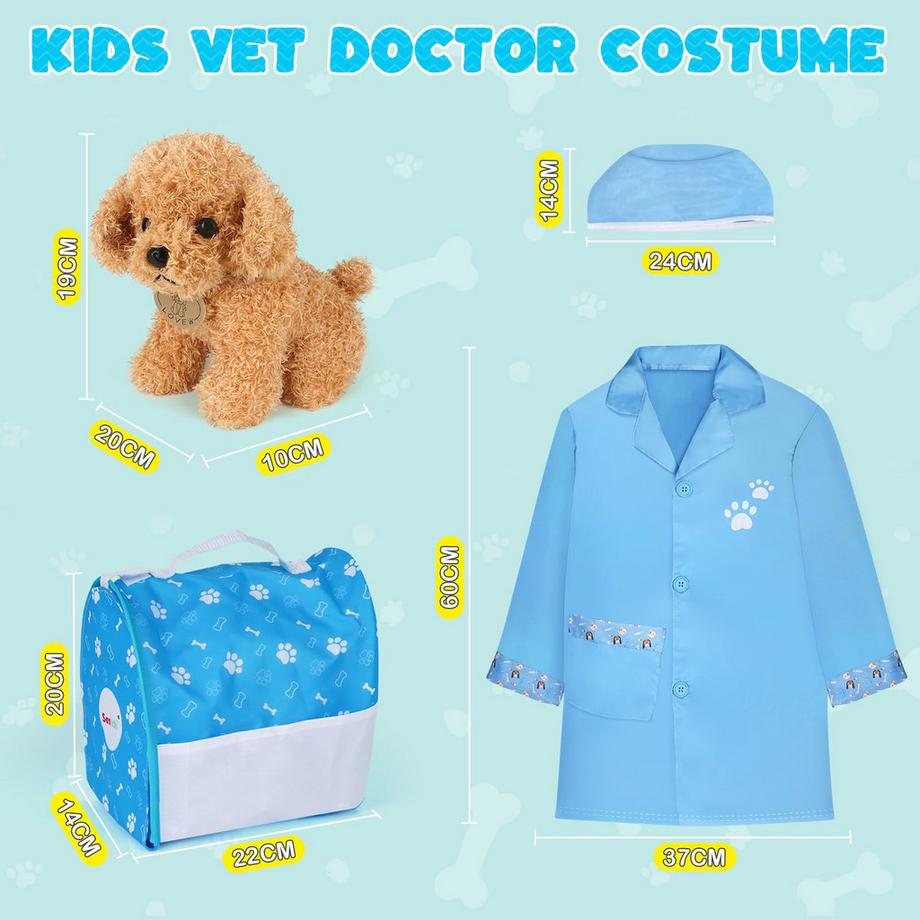 Activity-board  Jeu de vétérinaire, mallette de médecin pour enfants, kit avec chien en peluche, mallette de jeu de rôle pour médecin 