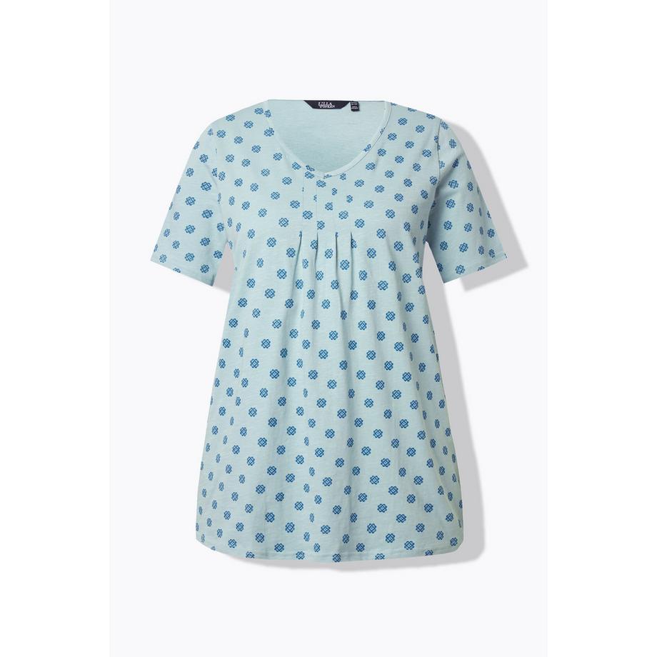 Ulla Popken T-Shirt Biesen A-Linie V-Ausschnitt Halbarm  