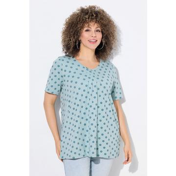 T-shirt avec plis fantaisie, décolleté en V et manches courtes, coupe évasée