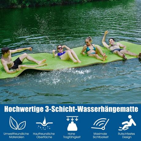 Northio Schwimmende Wassermatte XPE Schaumstoff für Wasserspass 355 x 183 x 3.5 cm Grün  
