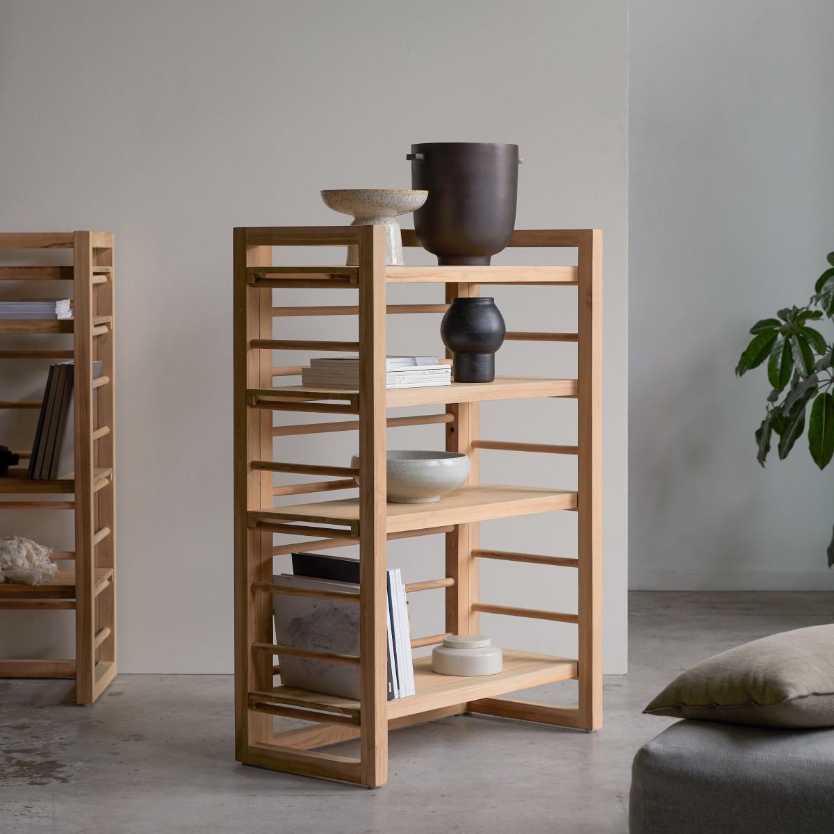 Tikamoon Niedriges Bücherregal aus massivem Teak Sera  