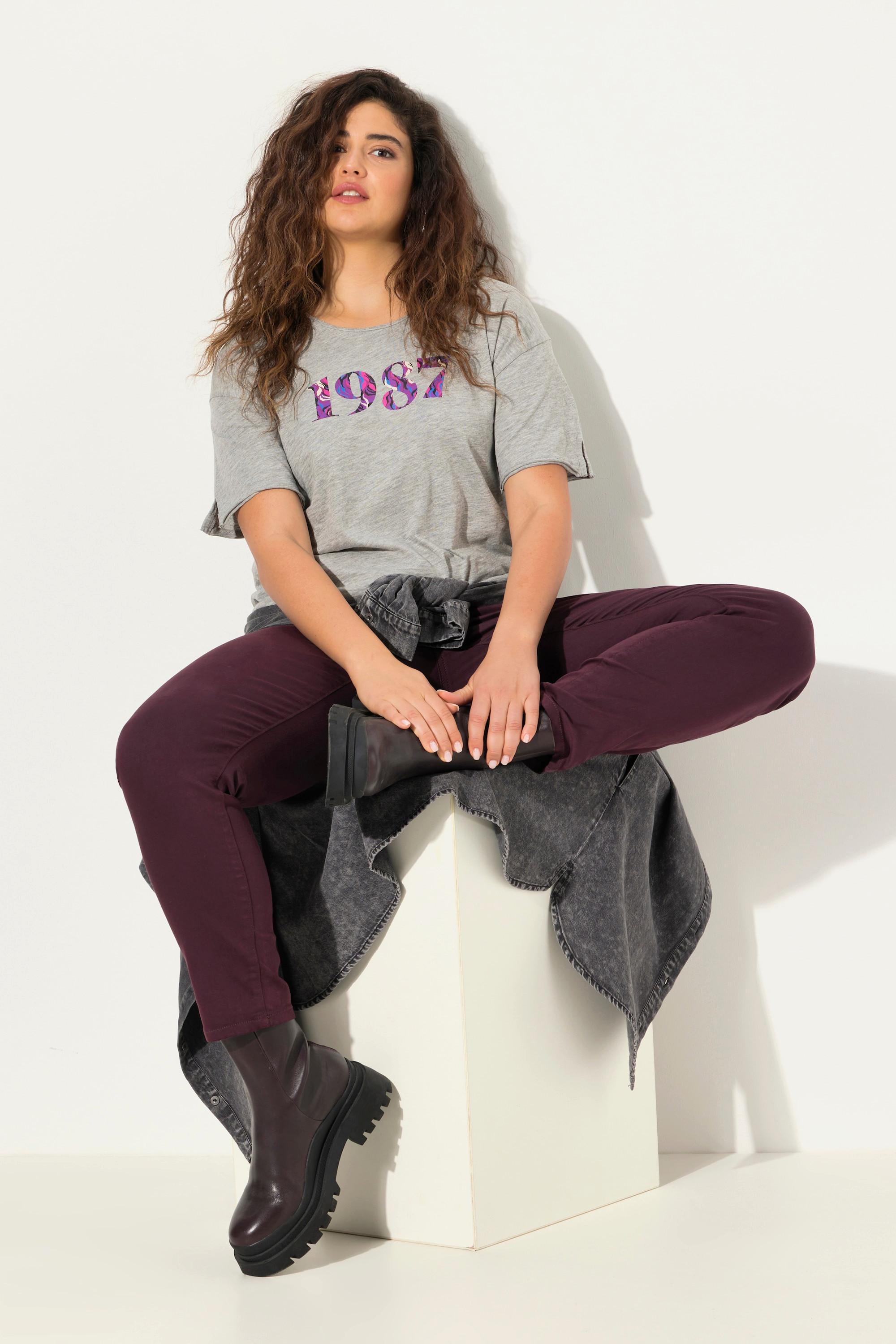 Ulla Popken T-shirt Oversize Chiffres Col Rond Manches Courtes  