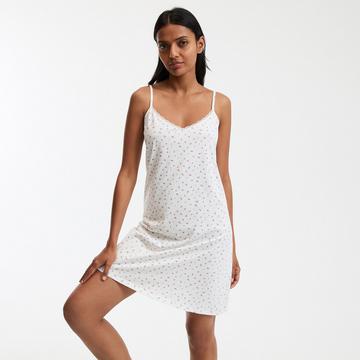 Negligé mit dünnen Trägern aus Baumwolle mit Blumenprint