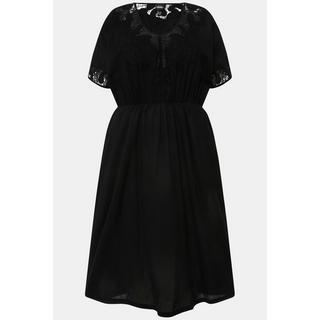 Ulla Popken Abito oversize ricamato scollo a V mezze maniche  