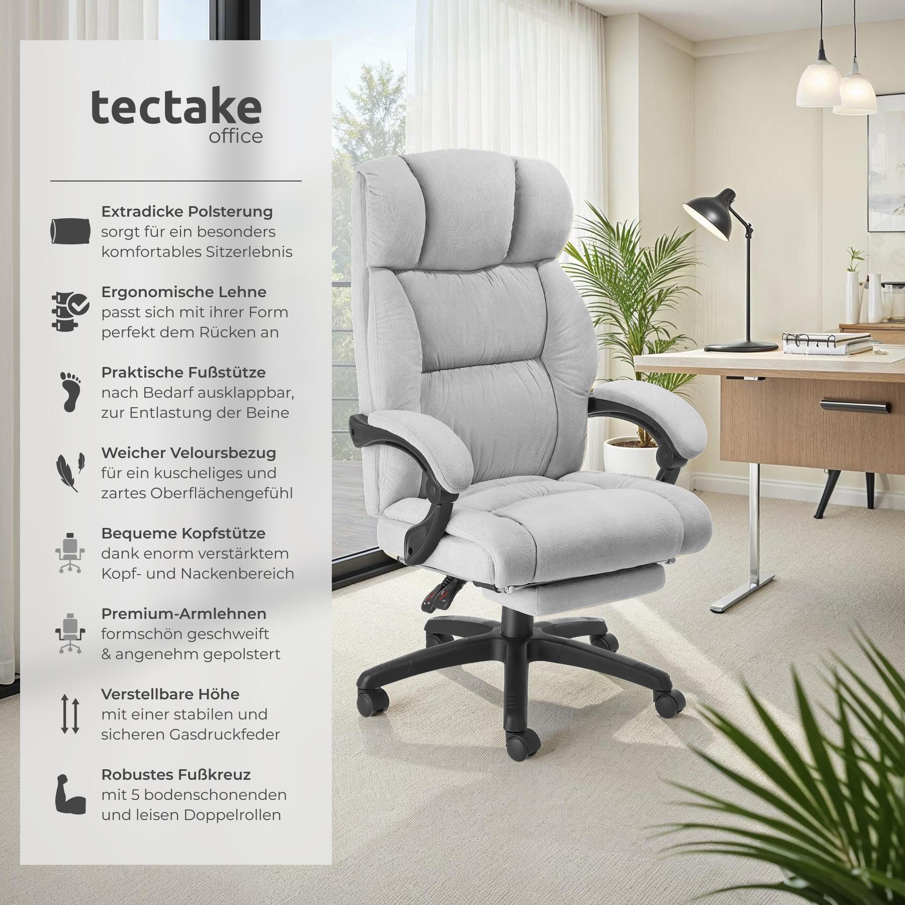 Tectake Sedia da ufficio Jillien Imbottitura spessa con morbido rivestimento in velluto  