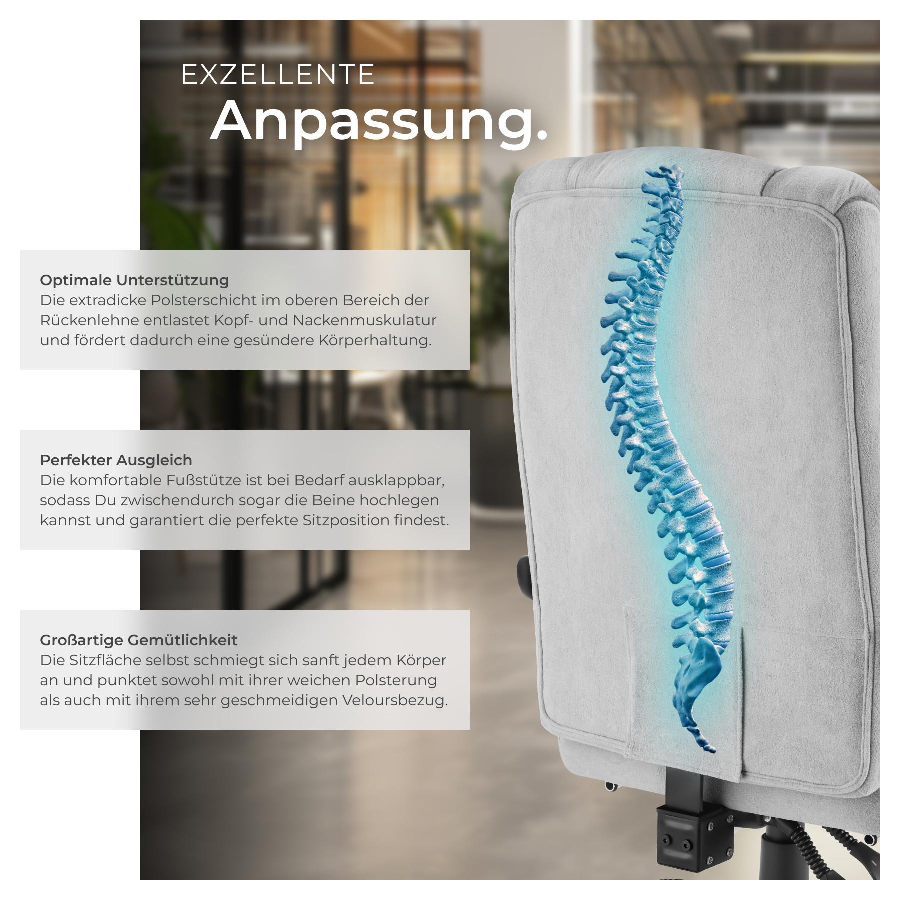 Tectake Sedia da ufficio Jillien Imbottitura spessa con morbido rivestimento in velluto  