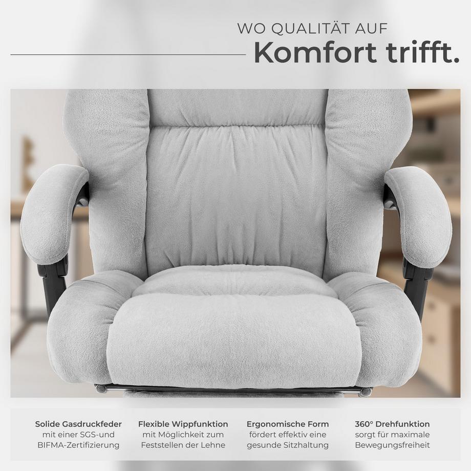 Tectake Sedia da ufficio Jillien Imbottitura spessa con morbido rivestimento in velluto  