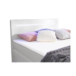 DREAMEA Set Boxspring Testata LED+Base contenitore+Materasso+Topper Similpelle Bianco KEROS di DREAMEA  