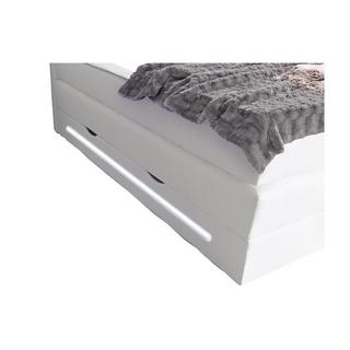 DREAMEA Set Boxspring Testata LED+Base contenitore+Materasso+Topper Similpelle Bianco KEROS di DREAMEA  