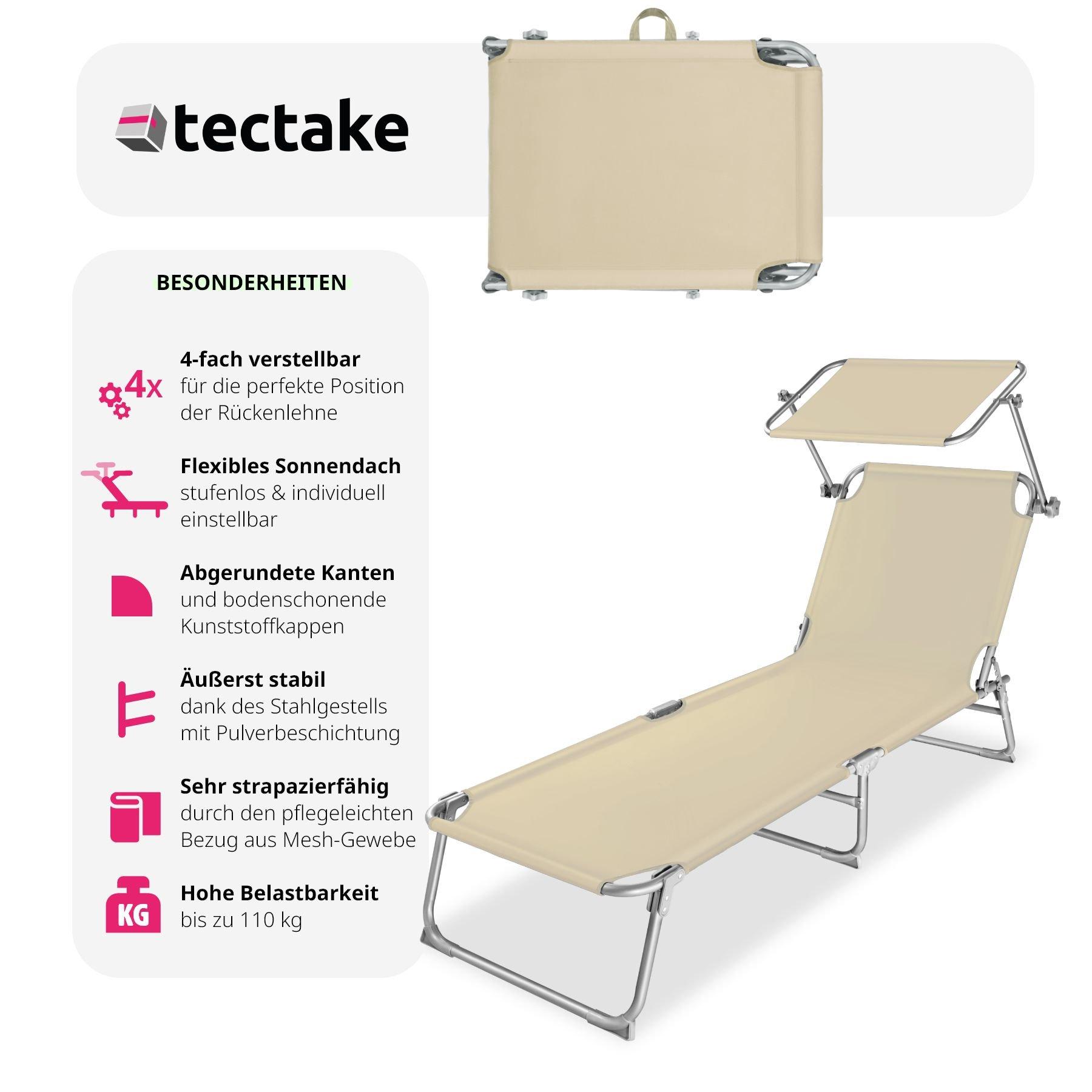 Tectake lettino prendisole, regolabile in 4 posizioni  