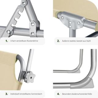 Tectake lettino prendisole, regolabile in 4 posizioni  
