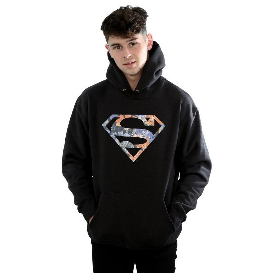 DC COMICS Superman Floral Logo Felpa con Cappuccio  